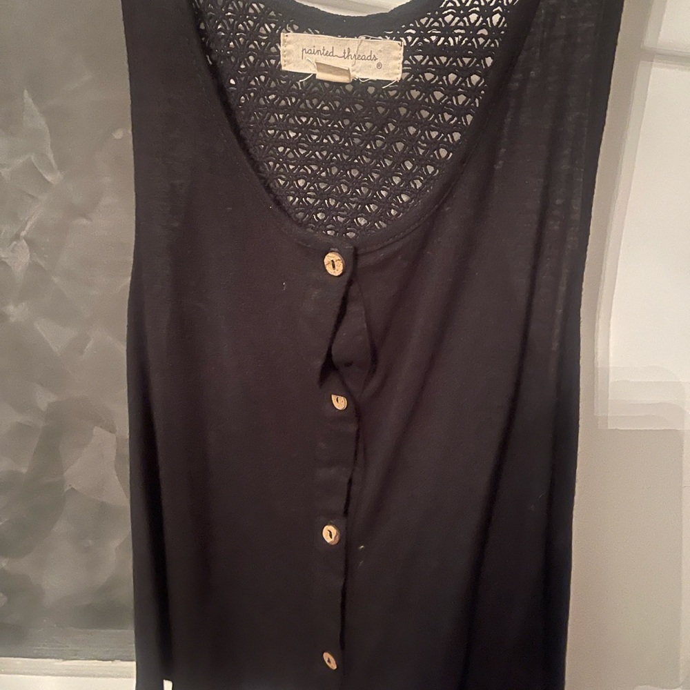 Painted Threads Black Button-Front Tank Top